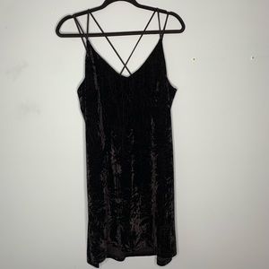 Black Crushed Velvet Shift Dress